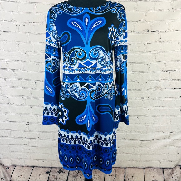 INC. INTERNATIONAL CONCEPTS PAISLEY BLUE DRESS SIZE (M) - Picture 3 of 7